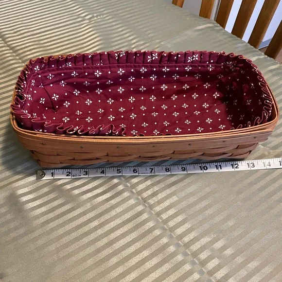 Longaberger Woven Basket with Burgundy Fabric Liner - Picture 1 of 12